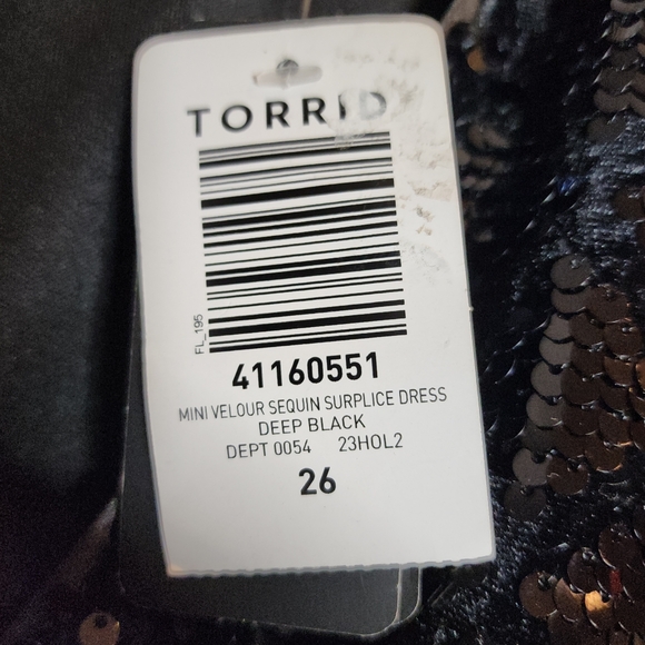 NWT Torrid Velour Sequin Surplice Black Long Sleeve Mini Dress Plus Size 26 4X - Picture 8 of 17
